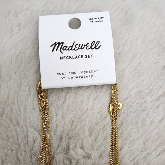 Madewell Mother of Pearl Dainty Layered Necklace Set 3-Pack Vintage Gold NWT - Picture 7 of 13
